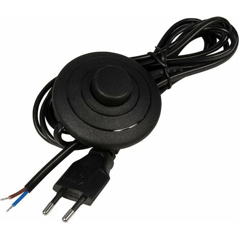 Câble d'alimentation avec interrupteur à pied cordon secteur 230V 3,5m 2 pôles 0,75mm² lampe Allumage Pédale Marche Arrêt Prise Fiche mâle Branchement