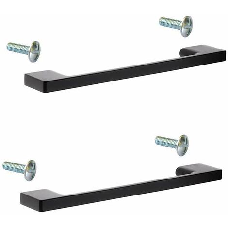 Cyclingcolors – Lot de 2 poignées de meuble 128mm en acier noir mat – Design moderne pour placards et cuisines – Longueur totale 161mm
