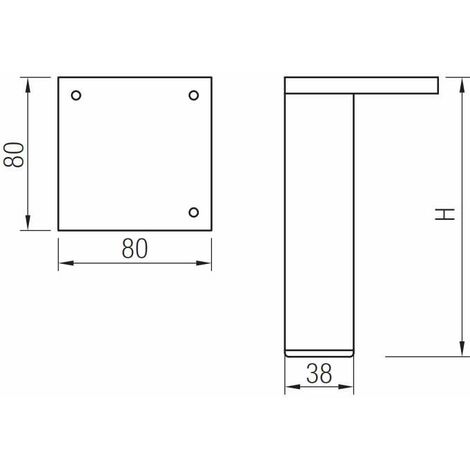 4x Pied de meuble non ajustable forme carrée à visser finition aluminium Meuble TV Canapé Buffet Armoire Table Lit Bureau Bricolage, hauteur 100mm