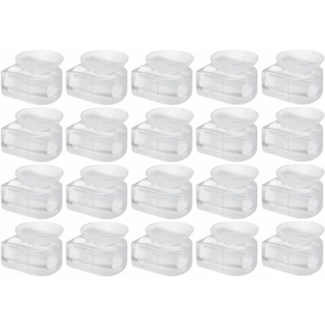Cyclingcolors – Lot de 20 taquets à ventouse en plastique transparent – Dimensions 13x15mm – Pour étagères et plateaux en verre – Support discret