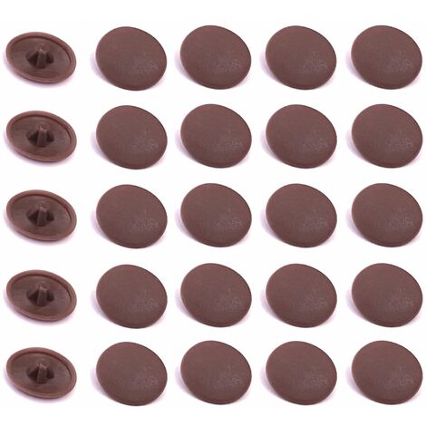 20x Cache vis cruciforme en plastique 4 x 2,7 x 11,8mm PZ2 Meuble Capuchon Bouchon Trou Protection Universel, marron foncé