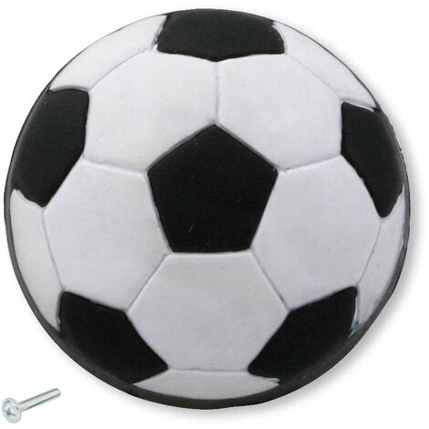 Bouton de meuble plastique motif ballon de football diamètre 40mm hauteur 28mm avec vis Porte Poignée Commode Etagère Cuisine Salle de Bain Chambre Enfant Fille Garçon Armoire