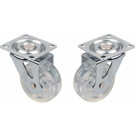 2x Roulette meuble 50mm pivotante sans frein transparente Universelle Mini Rouleau Pied Lit Casier Chariot Poubelle Rangement Table Basse Roue Plante (1/2)