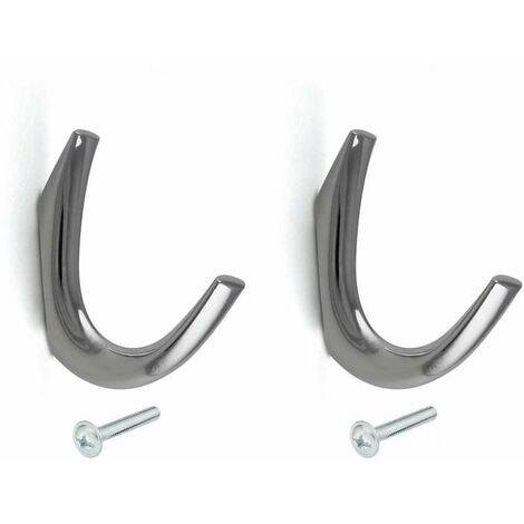 Cyclingcolors – Crochet simple en métal chrome poli 65mm – Avec vis pour fixation murale – Lot de 2 – Pour salle de bain et cuisine