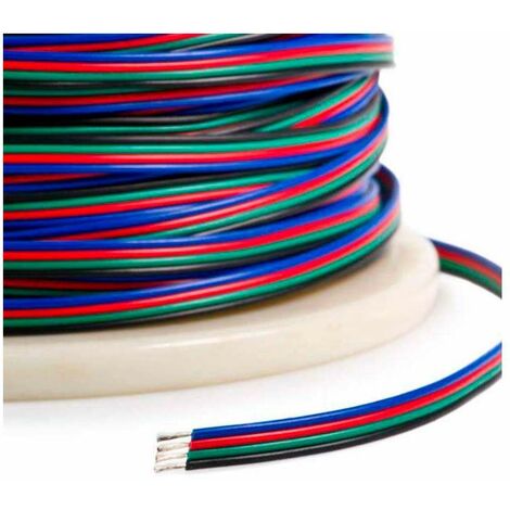 Câble LED RGB longueur 2 mètres alimentation 4 fils plat souple flexible nu bande bandeau maison meuble cuisine (1/2)