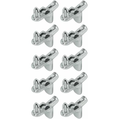 Cyclingcolors – Lot de 10 taquets à tenon 5mm en acier nickelé – Encastrables Ø5mm pour tablettes bois – Capacité de charge 15,6kg par pièce