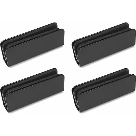 4x Contre-pièce pour loqueteau magnétique à pression pour porte en verre en acier avec couche intermédiaire autocollante en mousse Vitre Vitrine Armoire Fixation Attache Plaque, 40 x 15mm noir