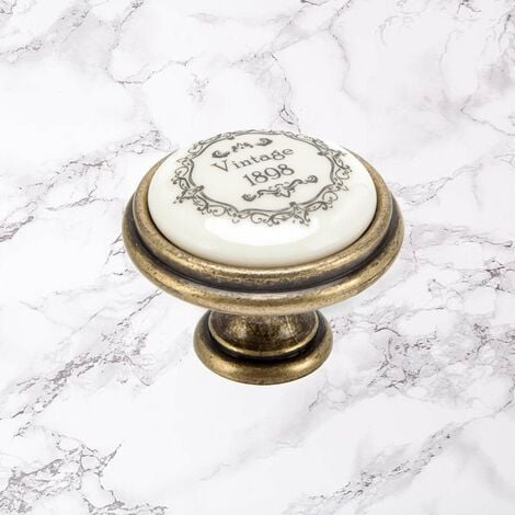 1x bouton de meuble 35mm finition porcelaine bronze vintage époque rustique maison tiroir