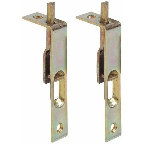 2x Verrou à entailler pour meuble à encastrer dans le bord frontal et à visser en acier chromaté jaune languette de pêne droite Levier Loquet Cadenas Fermeture Porte Rénovation, 60 x 41mm (1/2)