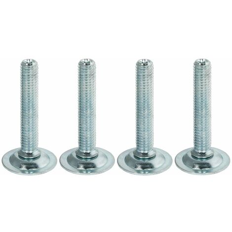 4x Vis de pied meuble vérin orientable Acier Table Chaise Poussoir Cuisine Salle de bain Salon Bricolage Réglable Ajustable, M10 x longueur L = 100mm entraînement fente longitudinale (1/2)