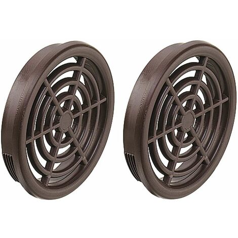 Cyclingcolors – Lot de 2 grilles d'aération rondes en plastique marron – Ø48mm avec bord de recouvrement – Passage d'air 4,3 cm² – Installation encastrée (1/3)