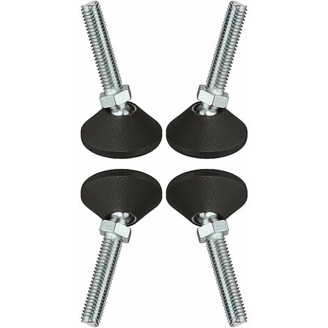 Cyclingcolors – Lot de 4 vis de pied réglables en acier galvanisé zingué – Plateau en plastique noir – Longueur 45mm – Capacité 500kg – M10