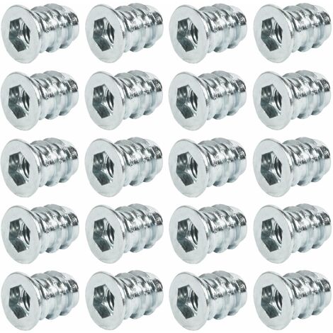 20x Manchon à visser acier avec bord de recouvrement vis allen 6 pans creux CHC SW Meuble Bois, M4 x 10mm zingué