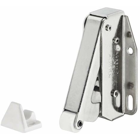 Cyclingcolors – Loqueteau pour meuble en acier zingué brillant – Ressort automatique et rouleau – Contre pièce plastique blanc – Pour portes placard cuisine salle de bain