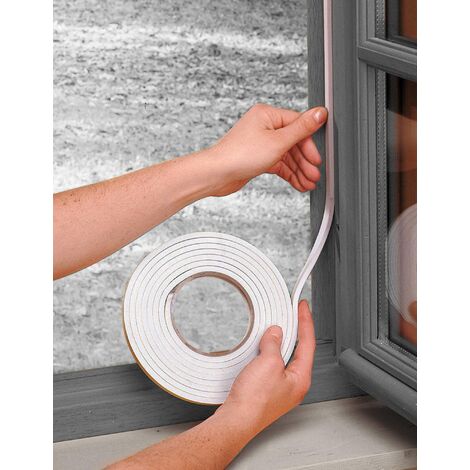 Bande d'étanchéité adhésive autocollante en polypropylène de haute qualité pour fenêtres portes garage Garniture Vitrage Construction Polyvalent Isolant Seuil, blanc 12mm x 3mm x 20m