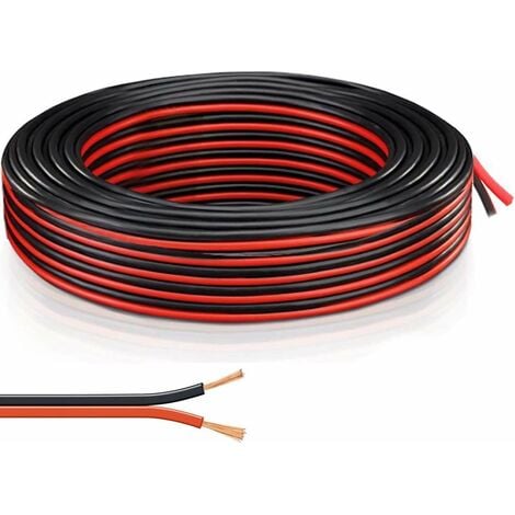 Câble électrique fil cuivre 2x 0,5mm² 20AWG rouge noir ruban LED
