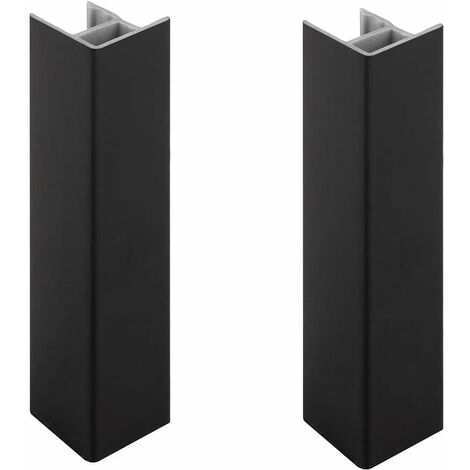 Cyclingcolors – Lot de 2 jonctions de plinthe 150mm – Finition noir brillant – Raccord connecteur pour pieds de meuble – Profil PVC plastique 20mm