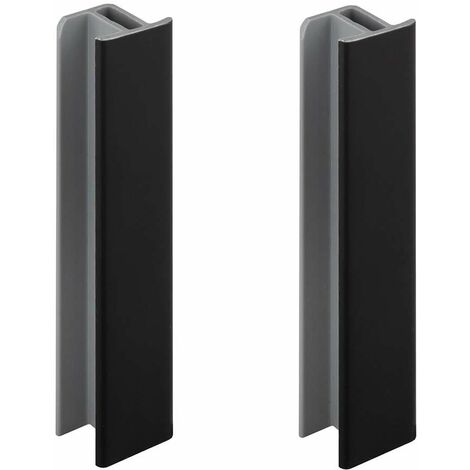 2x jonction de plinthe 120mm finition noir brillant cuisine raccord connecteur pied de meuble profil PVC plastique (1/3)
