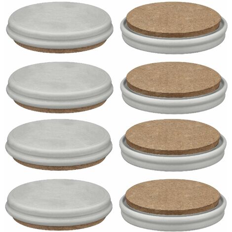 4x Patin glisseur réversible en plastique gris et mélange de fibres de cuir marron rond à enfoncer tous types de sol Protection Sol Parquet Carrelage Moquette Lino Pied Meuble Chaise Table, Ø23mm