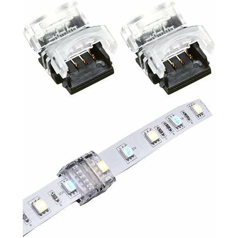 2X CONNECTEURS FEMELLE POUR RUBAN LED RGB 5050/3528 10mm SANS SOUDURE