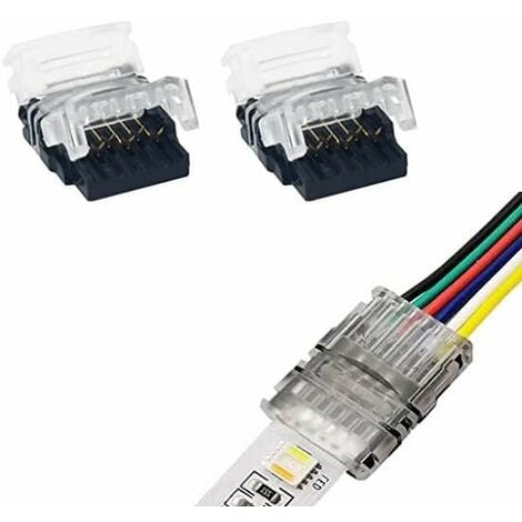 2x Connecteur coupleur rapide de bande LED RGB + CCT 12mm à 6 broches RGB +