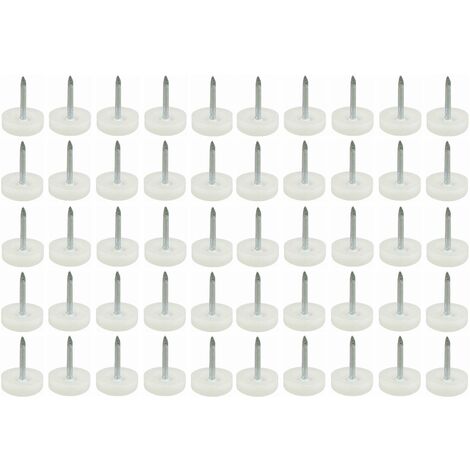 50x Embout de pied chaise a clouer diamètre 15mm plastique blanc rond Meuble Patin Guide Clou Protection (1/2)
