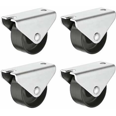 Cyclingcolors – Lot de 4 roulettes fixes à platine pour sols fragiles – Diamètre 15mm – Charge 15kg – Boîtier acier – Surface de roulement dure