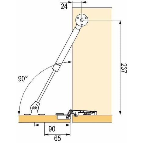 2x Vérin à gaz automatique inférieur blanc Meuble Hydraulique Ressort Amortisseur Porte Bras Charnière, 80N