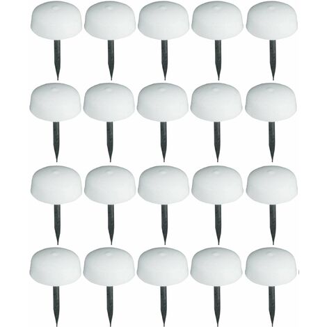 20x Amortisseur de butée universel à clouer plastique delrin blanc et acier Ø8,5mm Porte Meuble Butoir Placard Cuisine Séjour Salle de bain