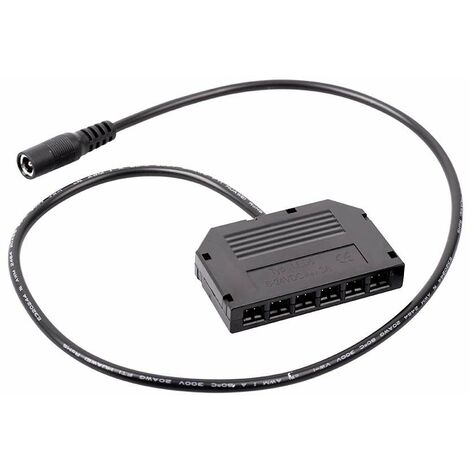 Distributeur LED 6 voies 0,25m 12/24V avec câble et connecteur rond pour le raccordement au transformateur Bande Bandeau Ruban Eclairage