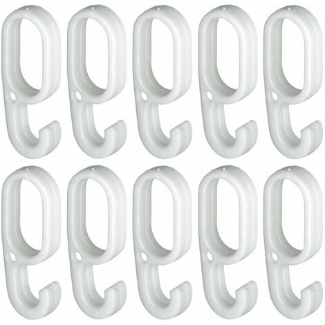 10x Crochet Pour Tringle Ovale 30 X 15mm à Enfiler Sur La Barre Dressing Armoire Entrée Chambre Vêtement Portemanteau Suspension Malin Pratique, En Plastique Blanc