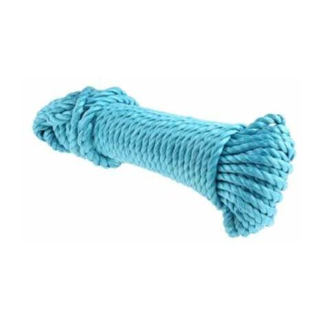 Corde en polypropylène haute résistance Ø10mm longueur 27 mètres avec œil à une extrémité couleur bleue Sécurisation Remorquage Fixation Résistante Attache Voiture Camion Tracteur Dépannage (1/2)