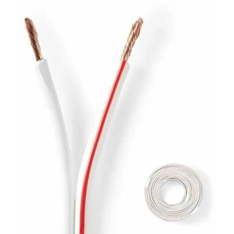 Câble bipolaire 2 fils 0,5mm² blanc rouge AWG isolant PVC 50V 2x8A Fil électrique Maison Lumière Lampe Ruban LED Eclairage, 5 mètres