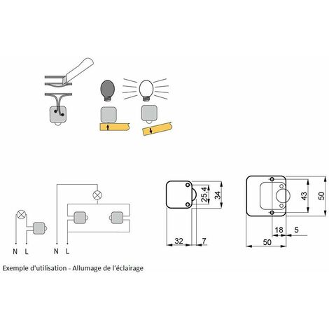 Interrupteur contacteur de porte 12V CC 2A 220-240V 50Hz à visser s'active à l'ouverture Pression Mécanique Charnière Commutateur Placard Armoire Eclairage automatique Lumière Eclairage, gris clair