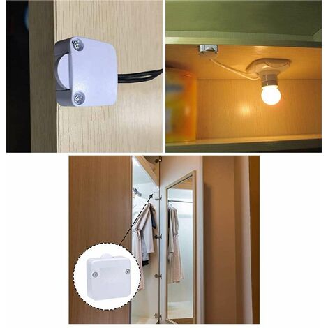 Interrupteur contacteur de porte 12V CC 2A 220-240V 50Hz à visser s'active à l'ouverture Pression Mécanique Charnière Commutateur Placard Armoire Eclairage automatique Lumière Eclairage, gris clair