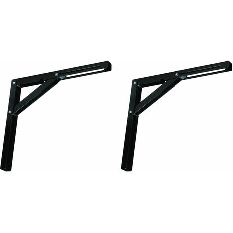 2x Equerre pliante longueur d'épaule 300mm en acier support étagère table bar Console Escamotable Pliable Décoration Multifonction Maison, noir (1/5)