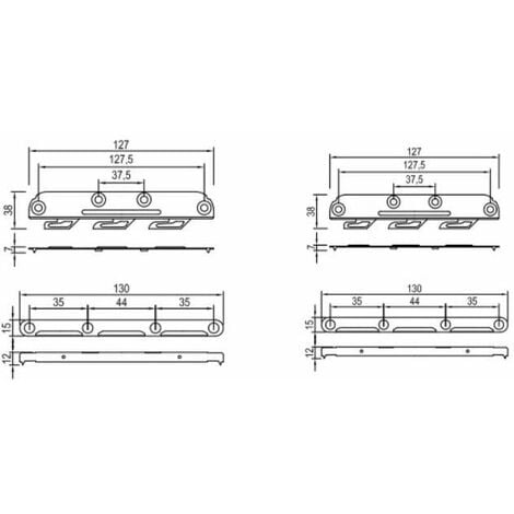 Kit de ferrures d'assemblage pour un lit fixation des côtés à la tête et au pied de lit en acier galvanisé 130mm 4 mâles et 4 femelles Meuble Chambre Support Connecteur Rail Réparation Sommier Latte C