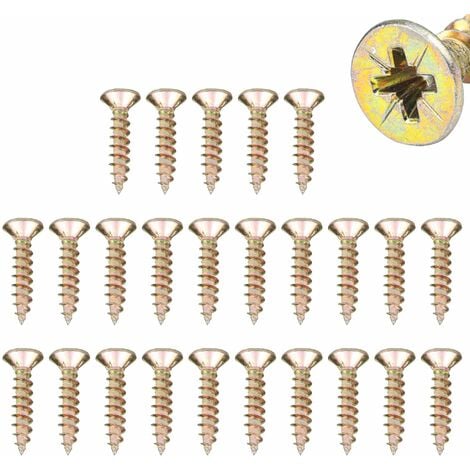 100x vis fraisée filet complet acier bichromaté PZ pozidriv bois aggloméré meuble, M3 x 20 mm