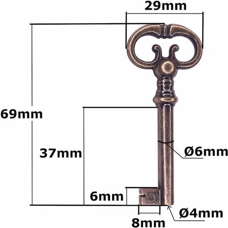 ToPToToo Ensemble De Serrure à Mortaise Pour Porte Intérieure Ou Extérieure, Boutons De Porte Vintage Antique Avec Serrure Et Clé Squelette, Poignée De Rechange Pour Vieux Bouton De Porte De 3,5 Cm