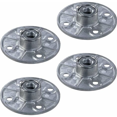 4x Plaque de fixation embase ronde Ø 60mm avec filetage M10 pour pied de table à visser Meuble Montage Connecteur Bride Adaptateur Support Salon Cuisine Salle à manger Bureau