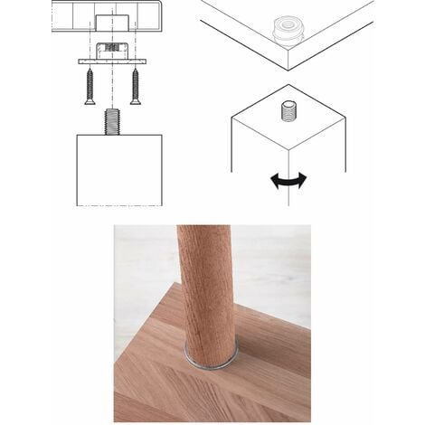4x Plaque de fixation embase ronde Ø 60mm avec filetage M10 pour pied de table à visser Meuble Montage Connecteur Bride Adaptateur Support Salon Cuisine Salle à manger Bureau