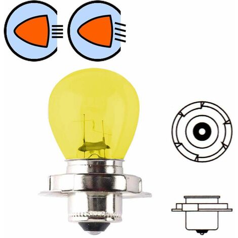 Ampoule Phare LED Jaune P26S 30 LED 6V Pour Scooter, Cyclomoteur, Moto - Projecteur 600LM - Neuf