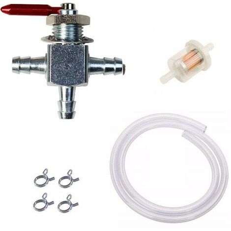 Cyclingcolors – Robinet d'essence 3 voies métal anodisé – 3 positions – Filtre et durite inclus – Compatible Exmark, Hustler, Scag, Lawn Boy - E633347