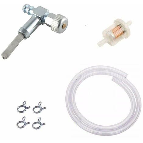 Kit essence robinet 951-0171 métal + filtre + durite + collier compatible avec MTD 751-0171 Toro Wheel Horse Scag 90° tondeuse tracteur (1/3)