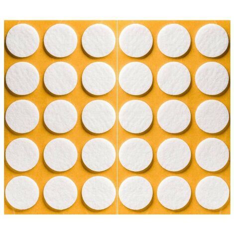 30x Patin feutre autocollant adhésif blanc rond diamètre 28mm épaisseur 3mm Anti Rayure A coller Protection Pied Meuble Table Chaise Sol Parquet