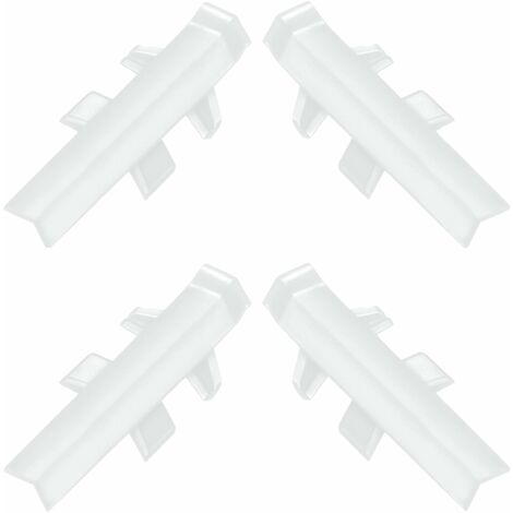 4x Connecteur angle intérieur rentrant jonction d'angle 90° pour profil décoratif bande d'étanchéité plinthe Finition Coin Plan de travail Cuisine Salle de bain Meuble Protection, en plastique blanc (1/3)