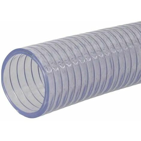Tuyau en PVC transparent renfort spirale acier d'aspiration et de pression pour transfert eau produits alimentaires boissons sans alcool liquides norme AS2070, Ø intérieur 20mm longueur 1 mètre