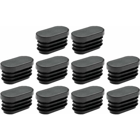 Cyclingcolors – Lot de 10 embouts de tube rentrant ovales antidérapants en PELD – Protection pour pieds de meubles – Dimensions 50 x 20 mm – Couleur noir