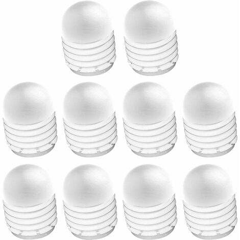 Cyclingcolors – Lot de 10 embouts de tube rond rentrant à ailettes – Tête demi-sphérique en PELD – Protection pour meubles – Ø extérieur 50mm blanc