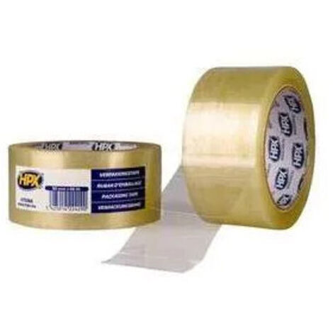 Ruban adhésif d'emballage transparent 50mm x 66m – Adhésif acrylique à base d'eau – Résistance à 60 °C – Pour surfaces variées – HPX